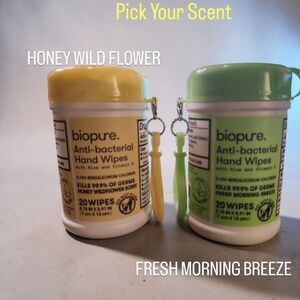 Biopure Anti-bacterial Hand Wipes -3 Containers per Scent Pick Your Scent